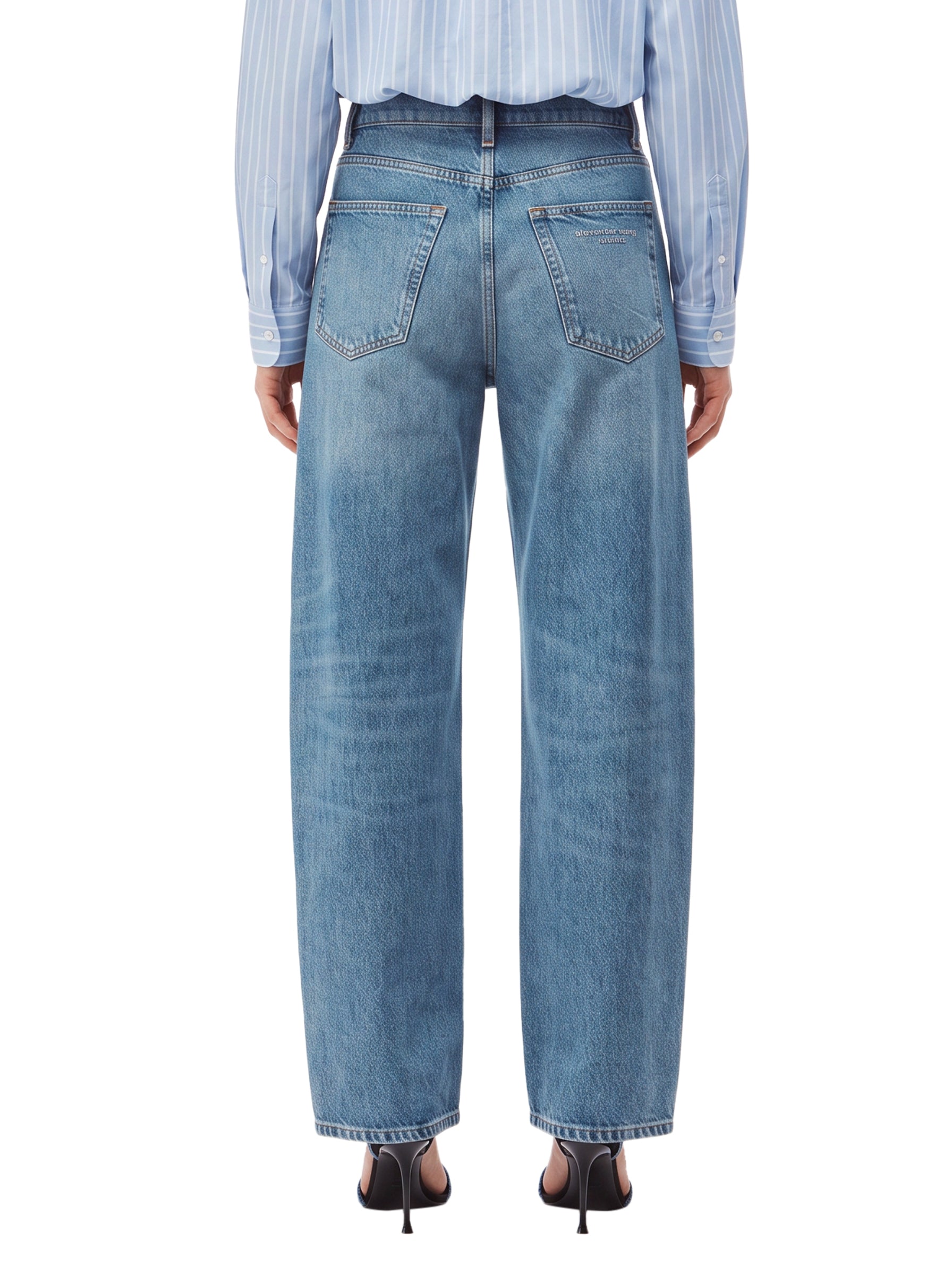 Jeans a gamba ampia in blu 