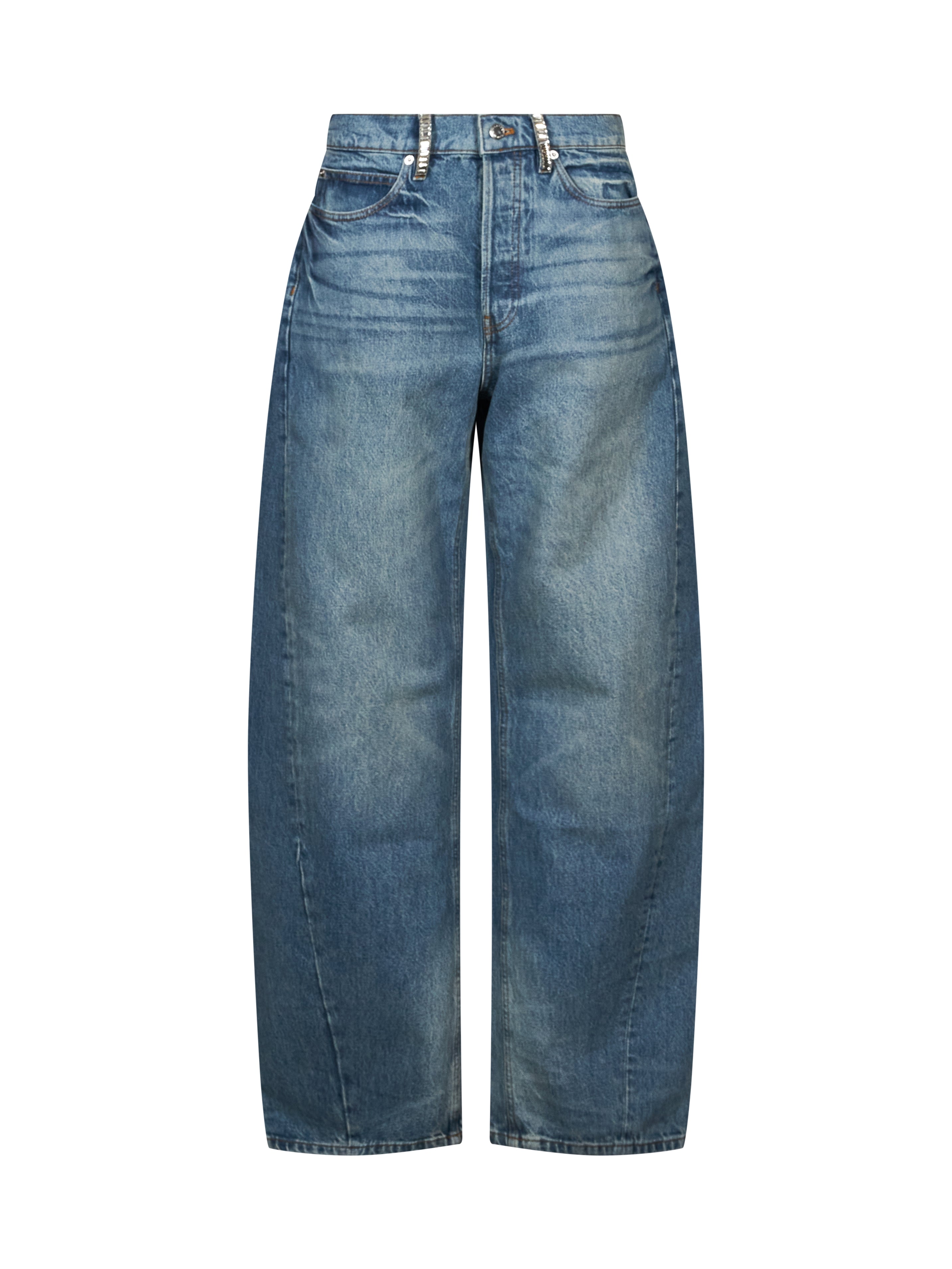 Jeans a gamba ampia in blu 