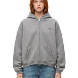 Felpa con cappuccio e zip in grigio 