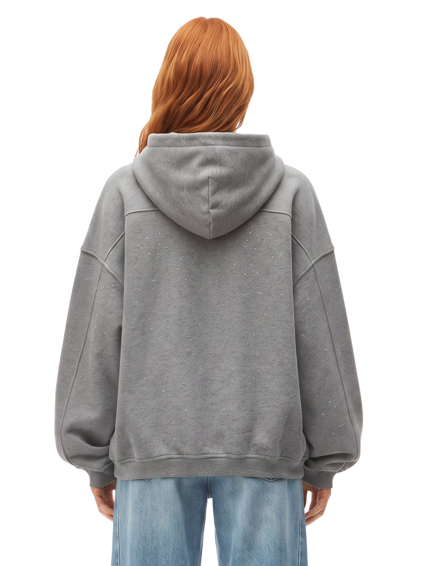 Felpa con cappuccio e zip in grigio 