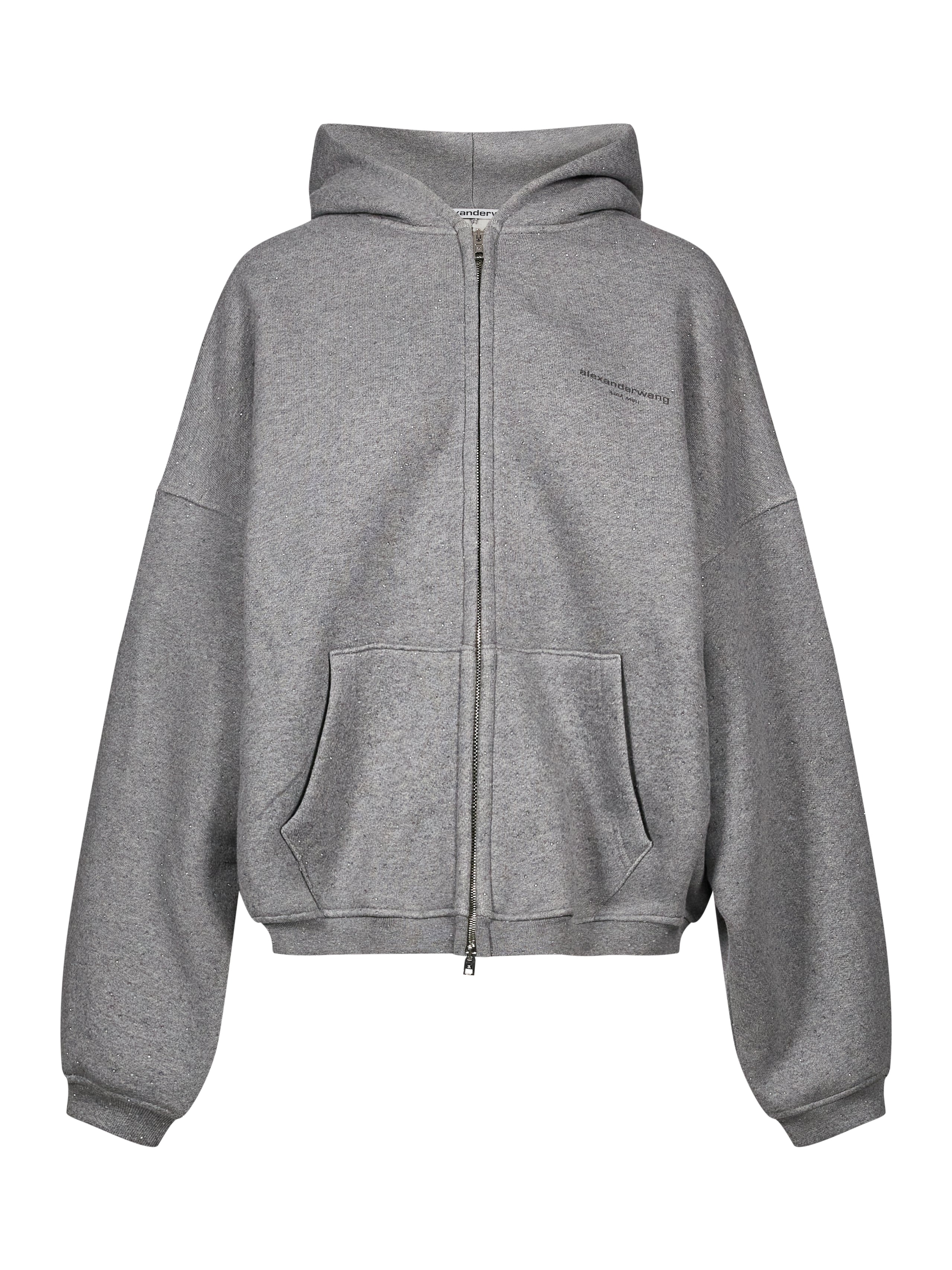 Felpa con cappuccio e zip in grigio 