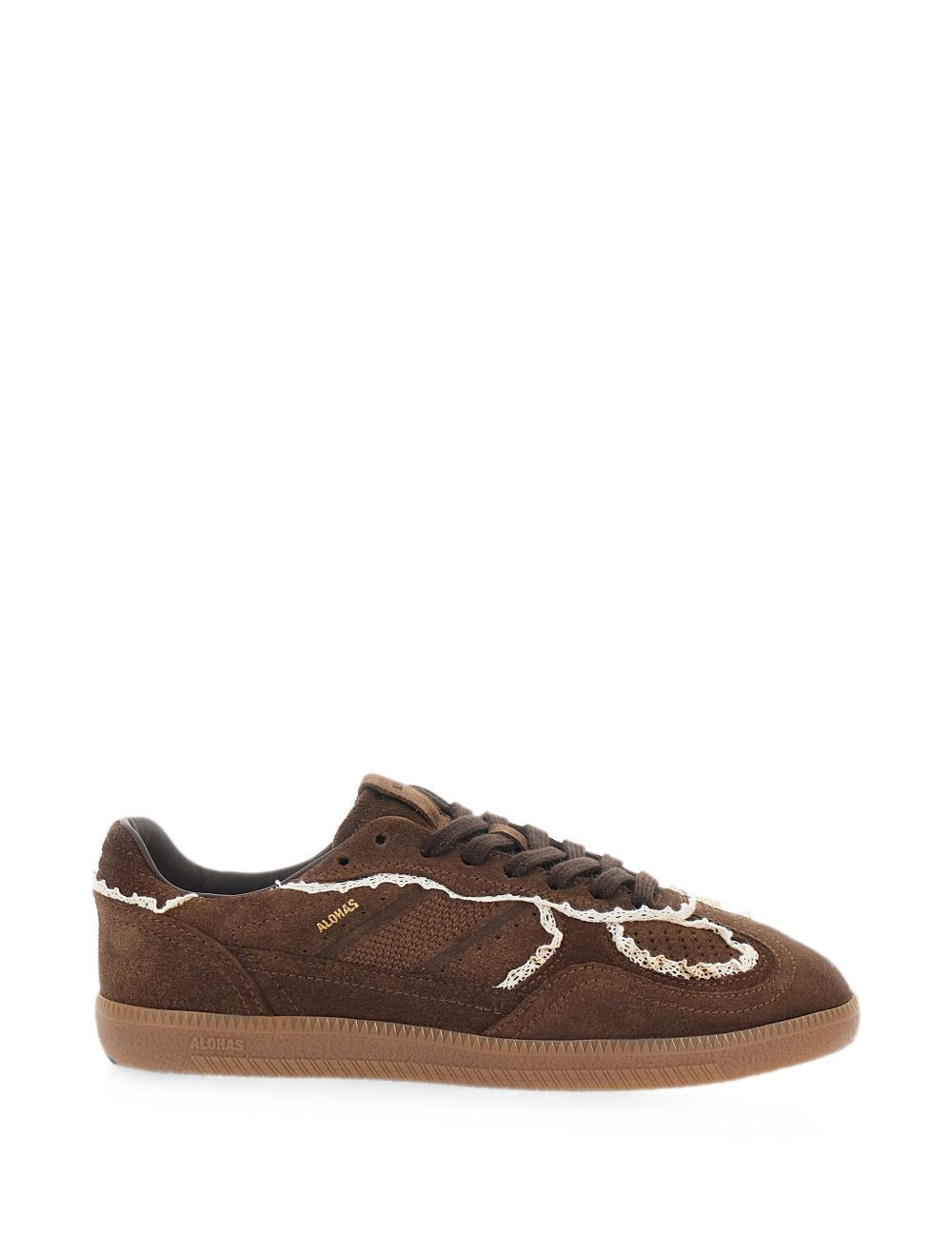 Sneakers Tb.490 camoscio con dettaglio crochet  in marrone 