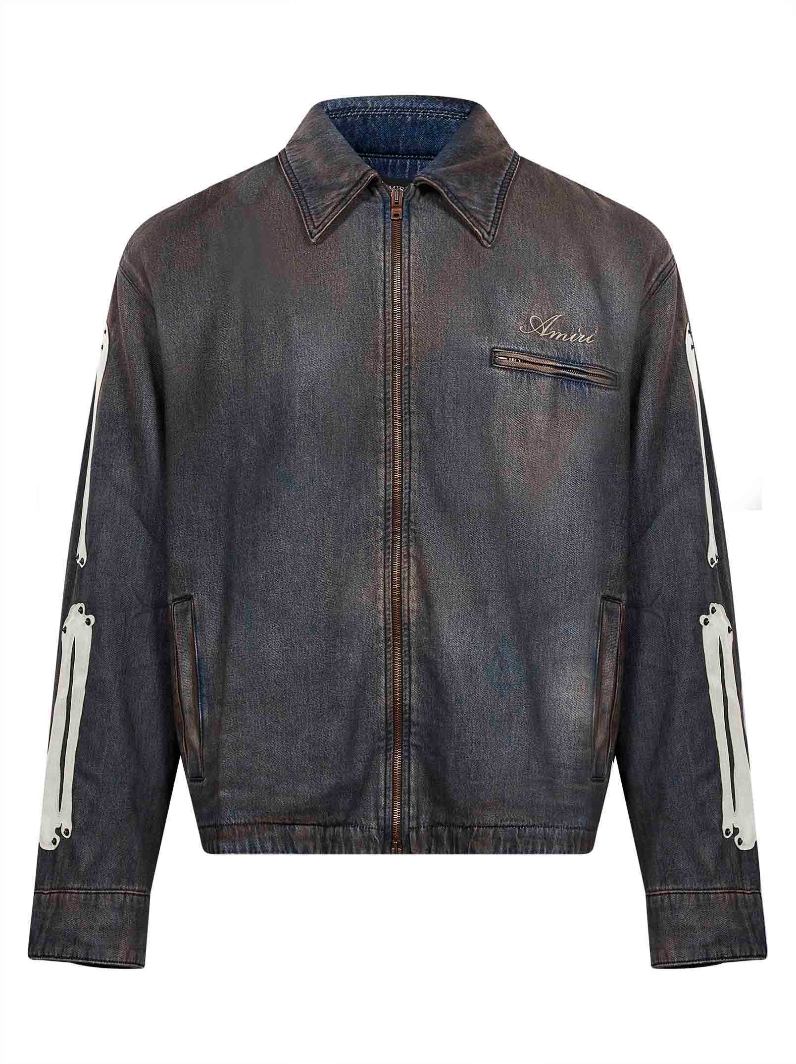 Giacca denim Lea Bones con zip in blu 