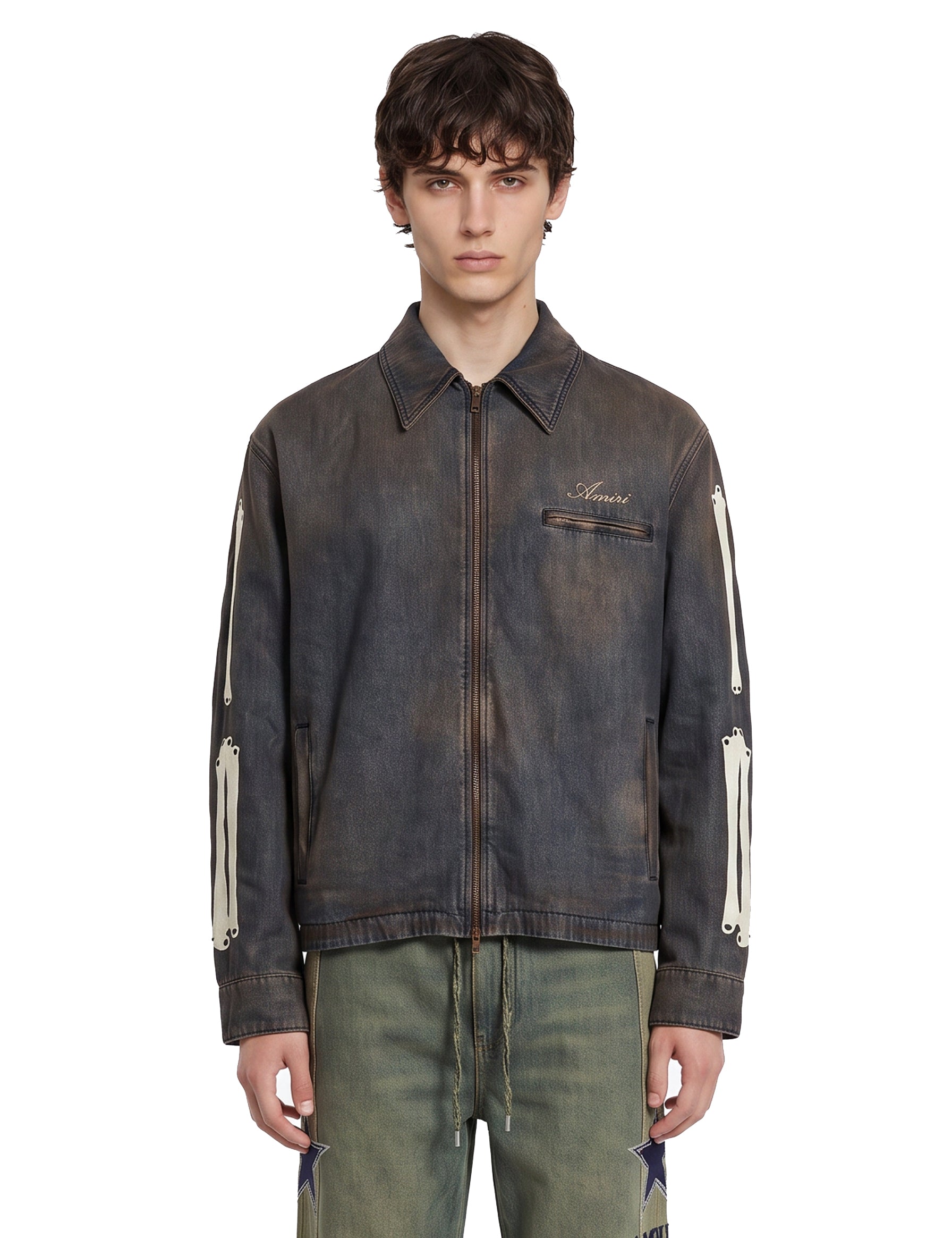 Giacca denim Lea Bones con zip in blu 