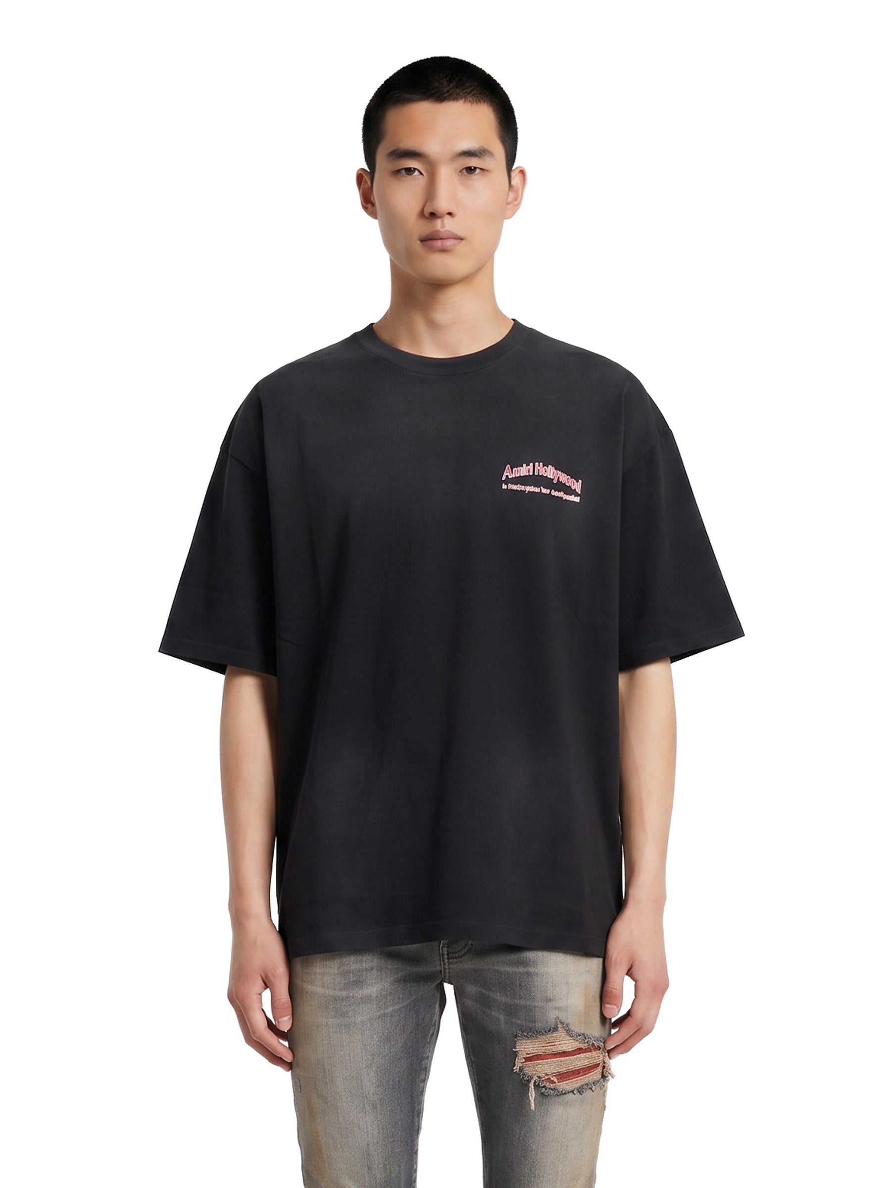 T-shirt in nero con stampa grafica 