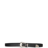 Cintura con fibbia in pelle in nero 