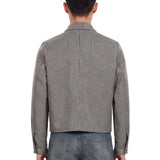 Giacca in lana con motivo pied-de-poule in grigio 