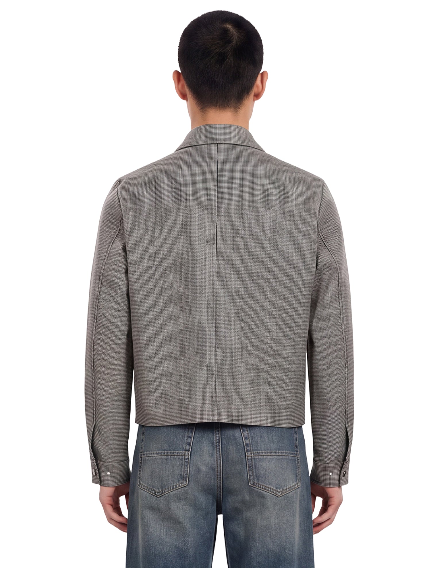 Giacca in lana con motivo pied-de-poule in grigio 
