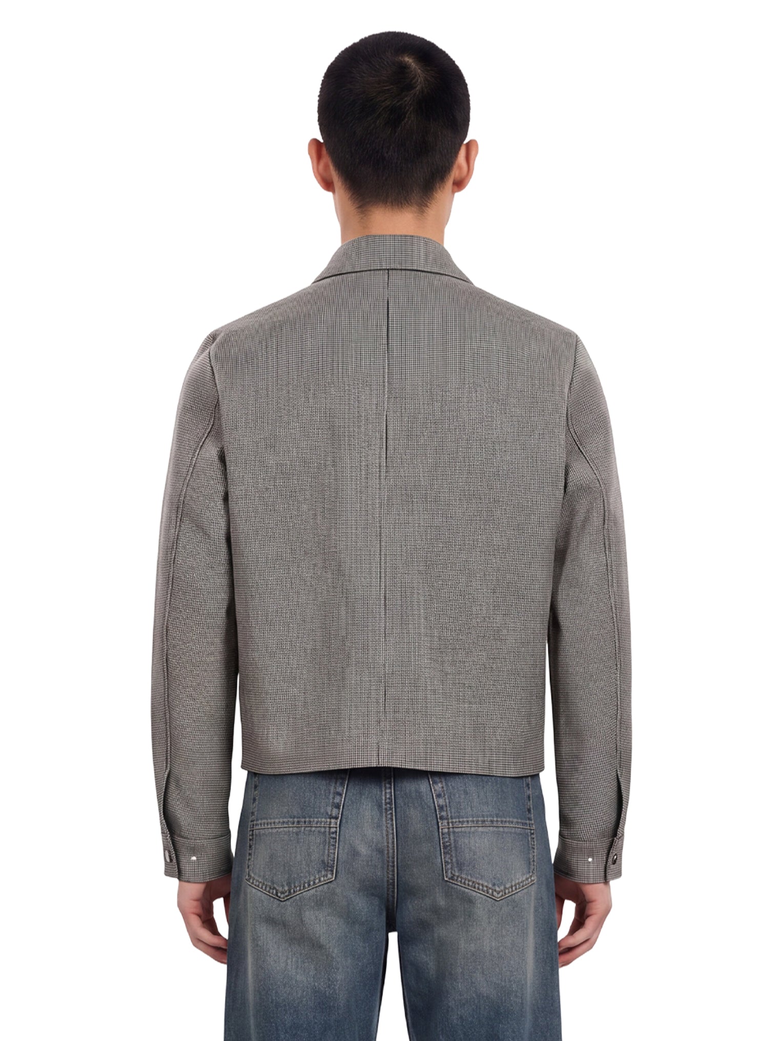 Giacca in lana con motivo pied-de-poule in grigio 