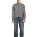 Giacca in lana con motivo pied-de-poule in grigio 