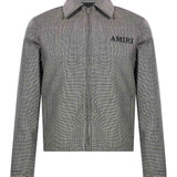 Giacca in lana con motivo pied-de-poule in grigio 