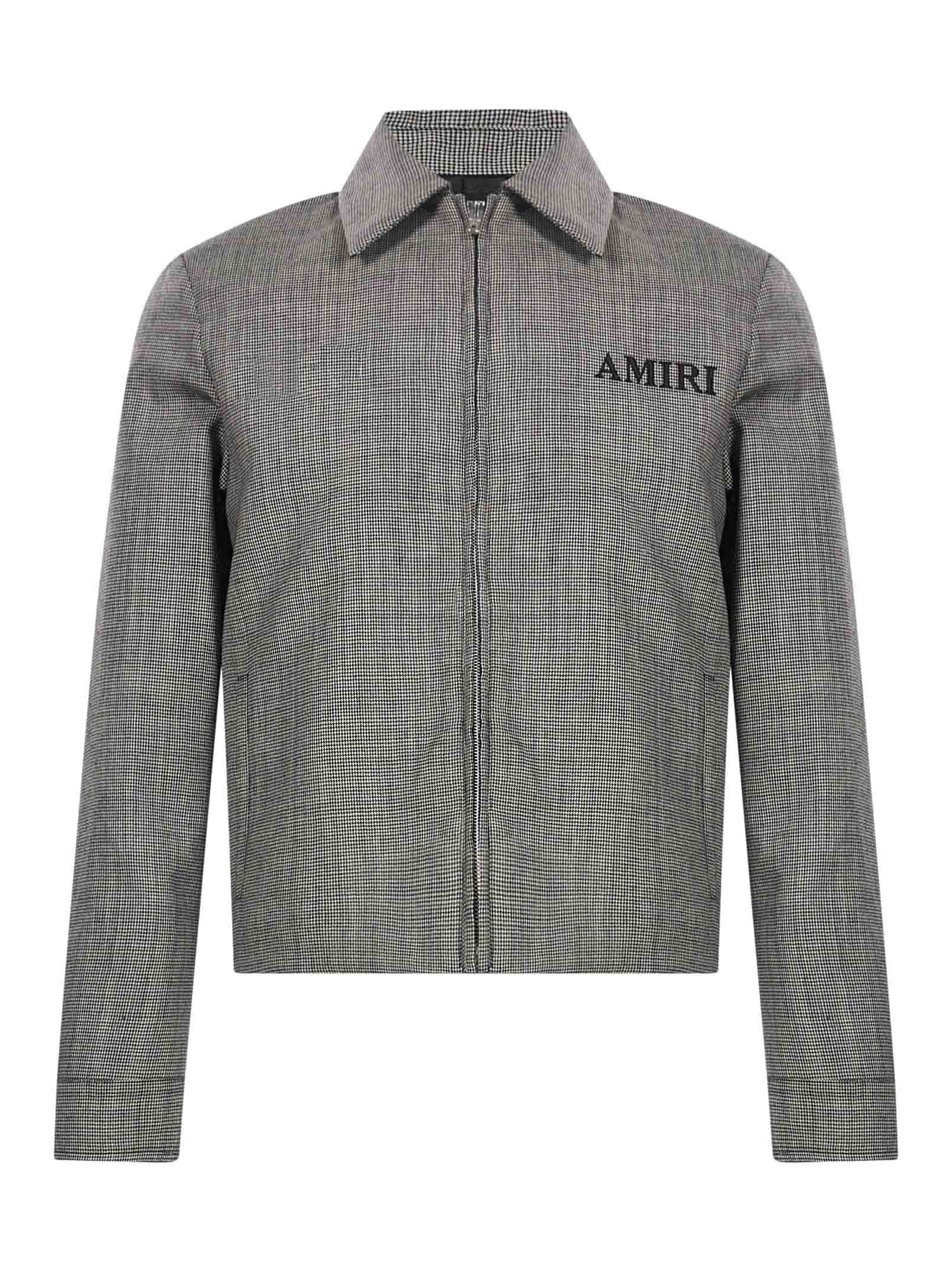 Giacca in lana con motivo pied-de-poule in grigio 