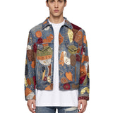 Giacca trucker decorata multicolor<BR/> 