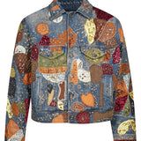 Giacca trucker decorata multicolor<BR/> 