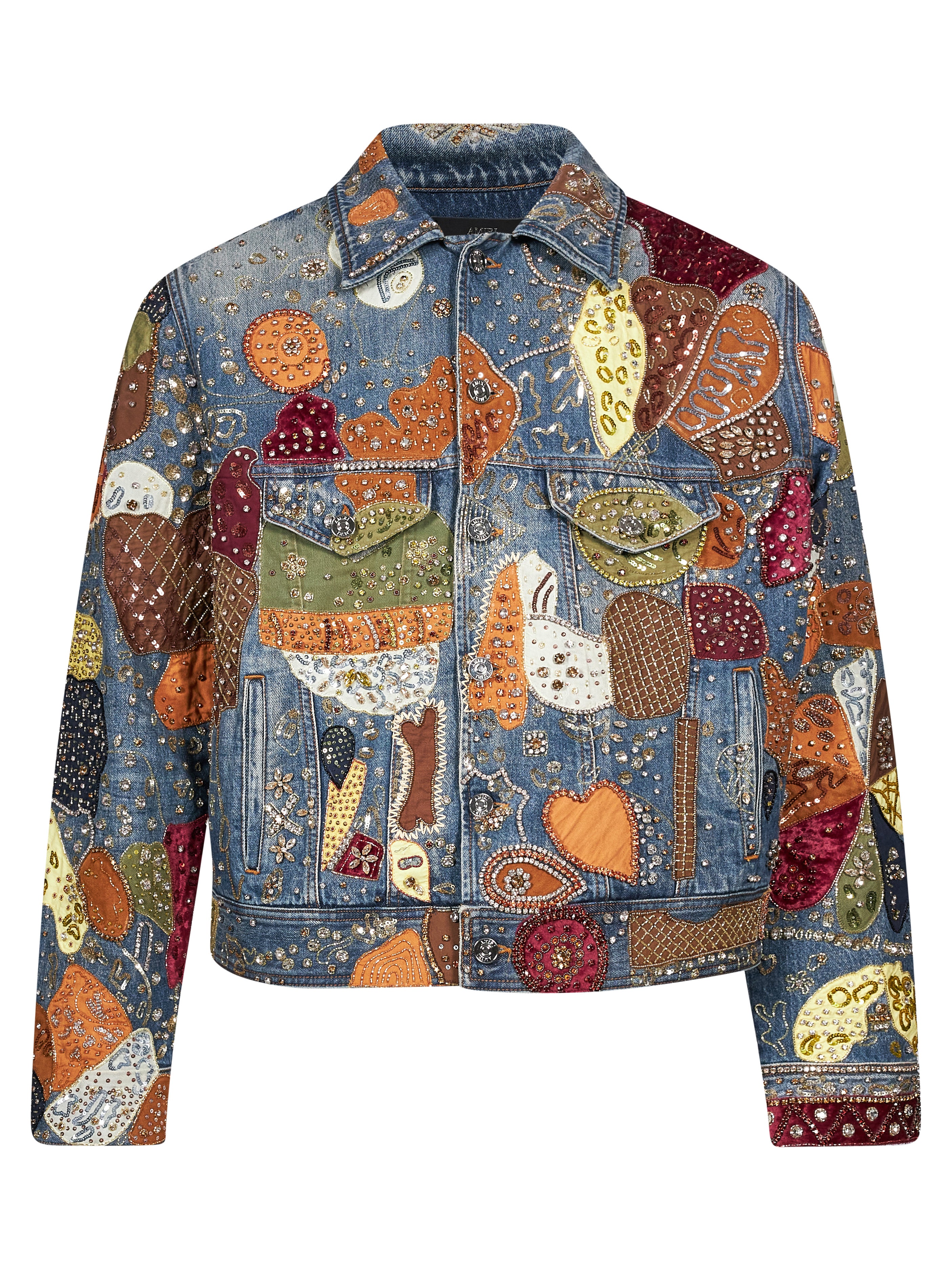 Giacca trucker decorata multicolor<BR/> 