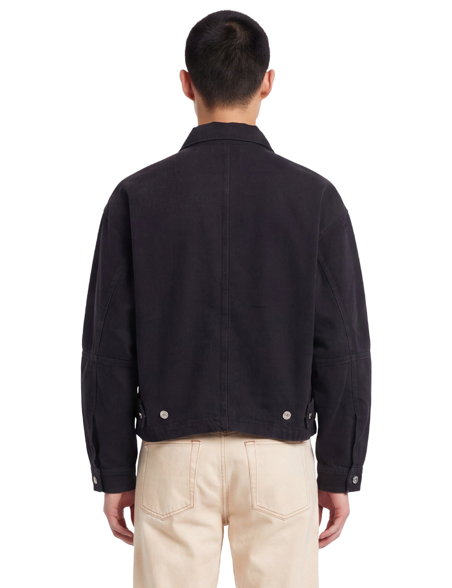 Giacca in denim con zip in nero 