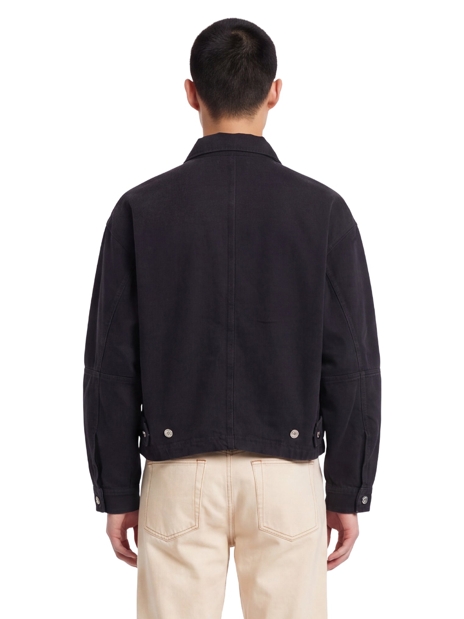 Giacca in denim con zip in nero 