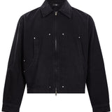 Giacca in denim con zip in nero 