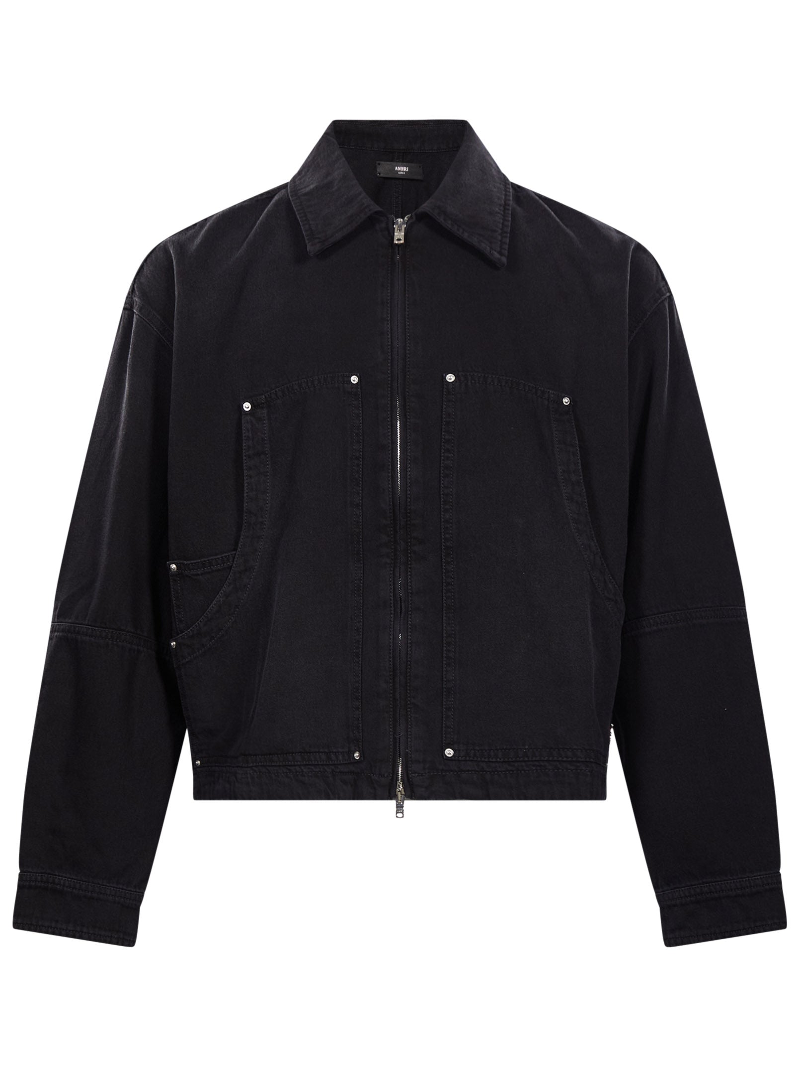 Giacca in denim con zip in nero 