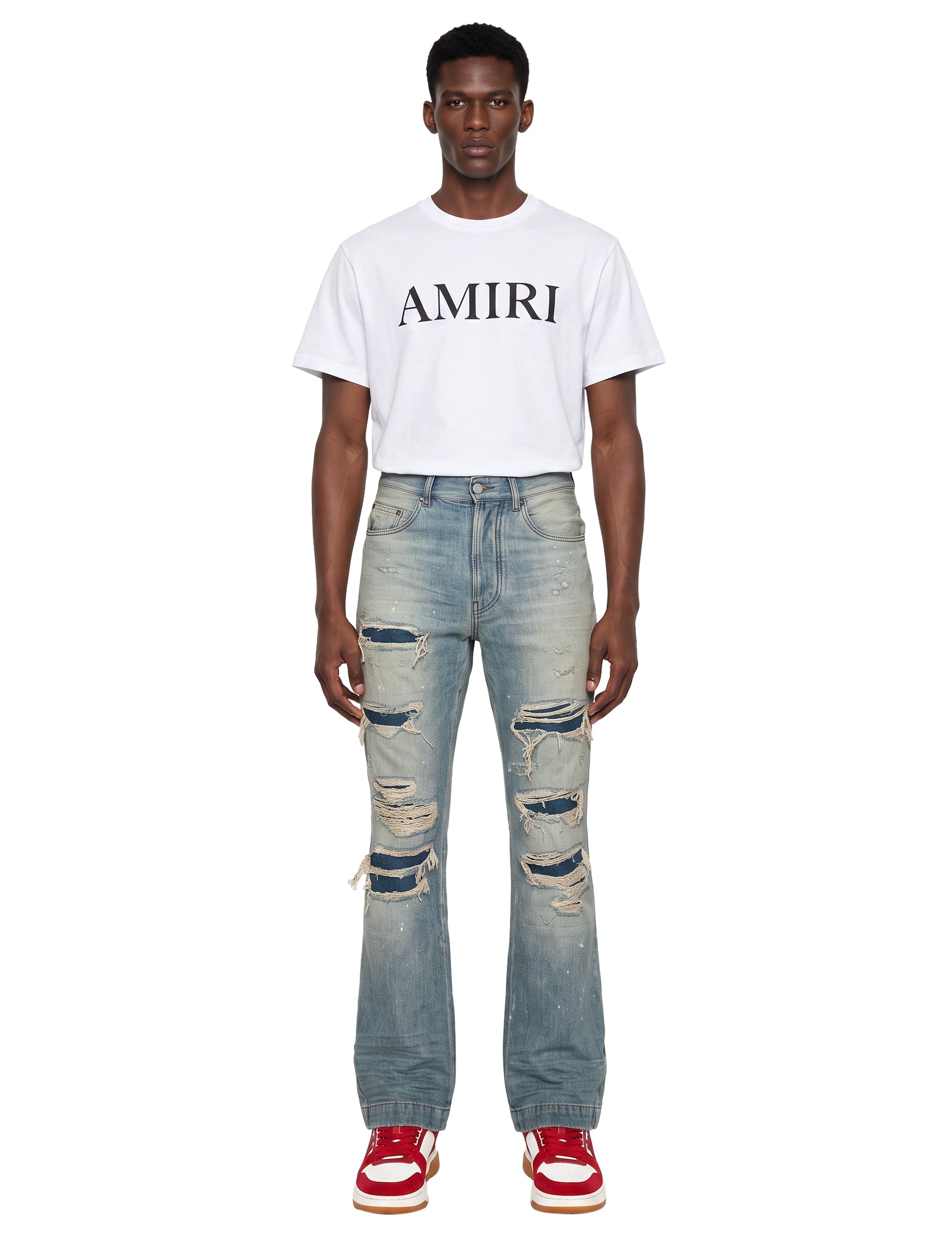 Jeans Destroyed Flare in blu 