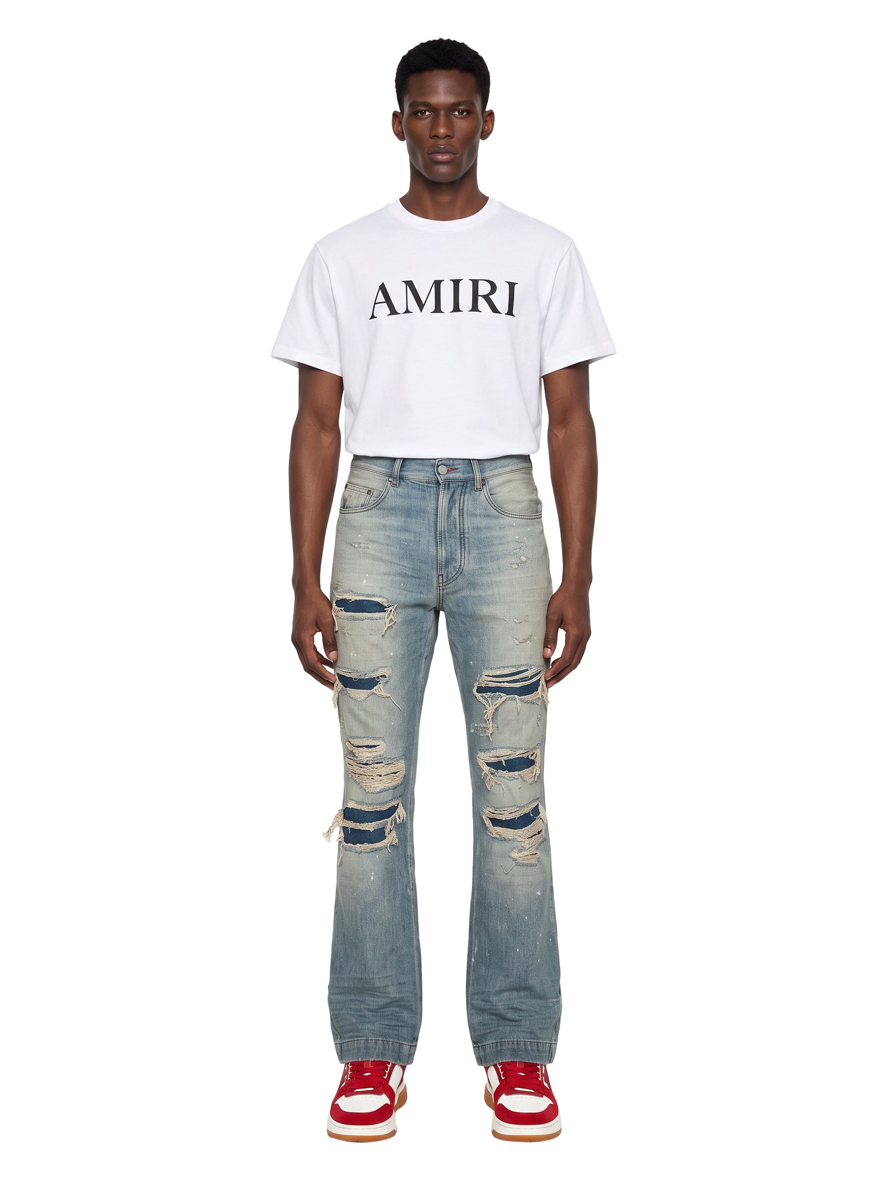 Jeans Destroyed Flare in blu 