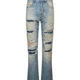 Jeans Destroyed Flare in blu 