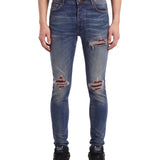Jeans skinny Mx1 con effetto vissuto in blu 
