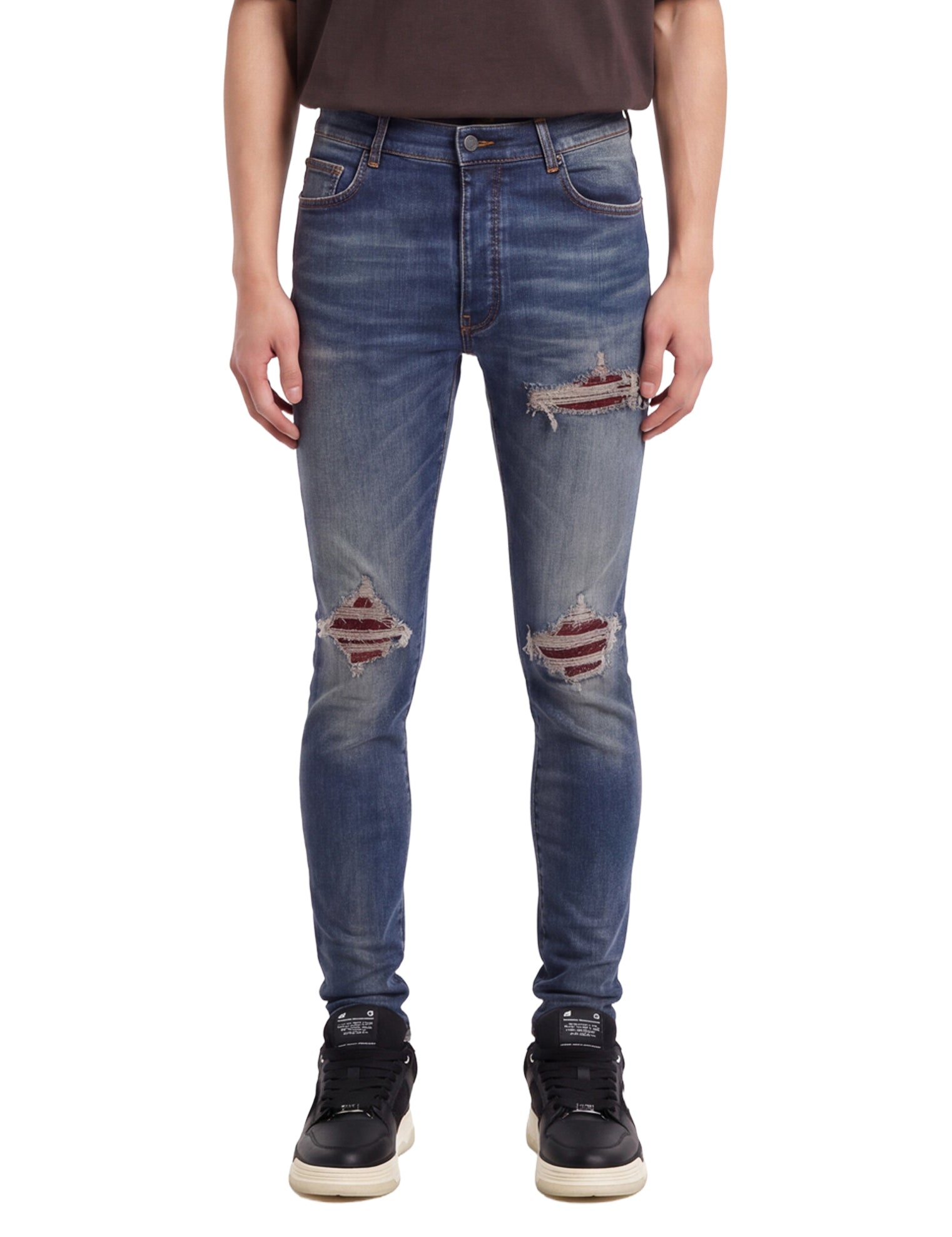 Jeans skinny Mx1 con effetto vissuto in blu 