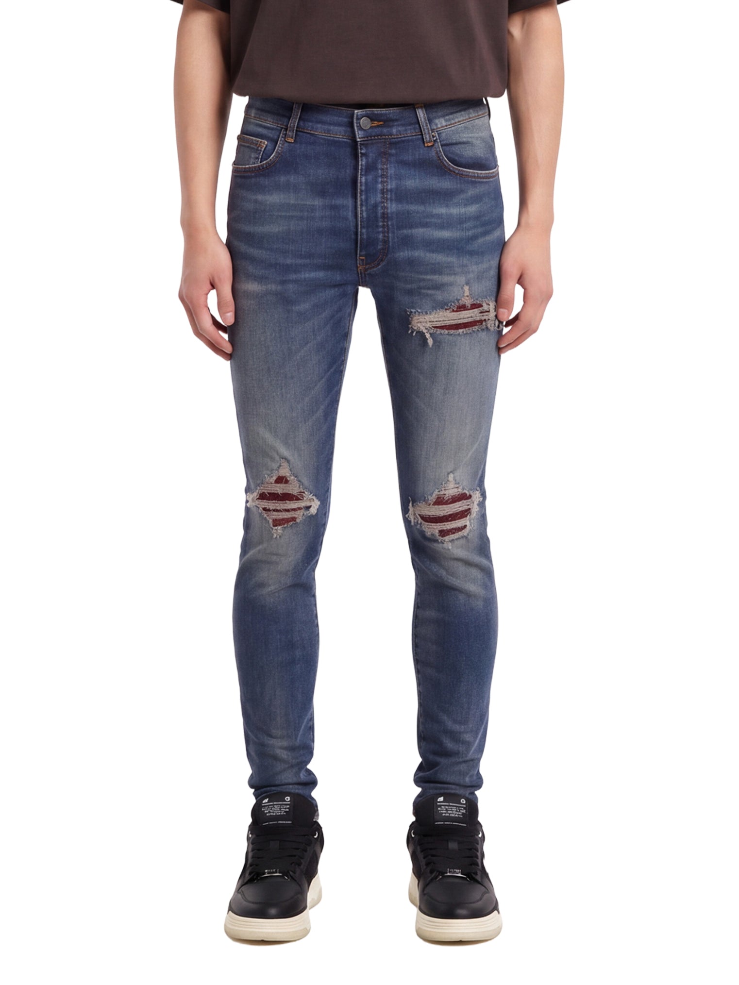 Jeans skinny Mx1 con effetto vissuto in blu 