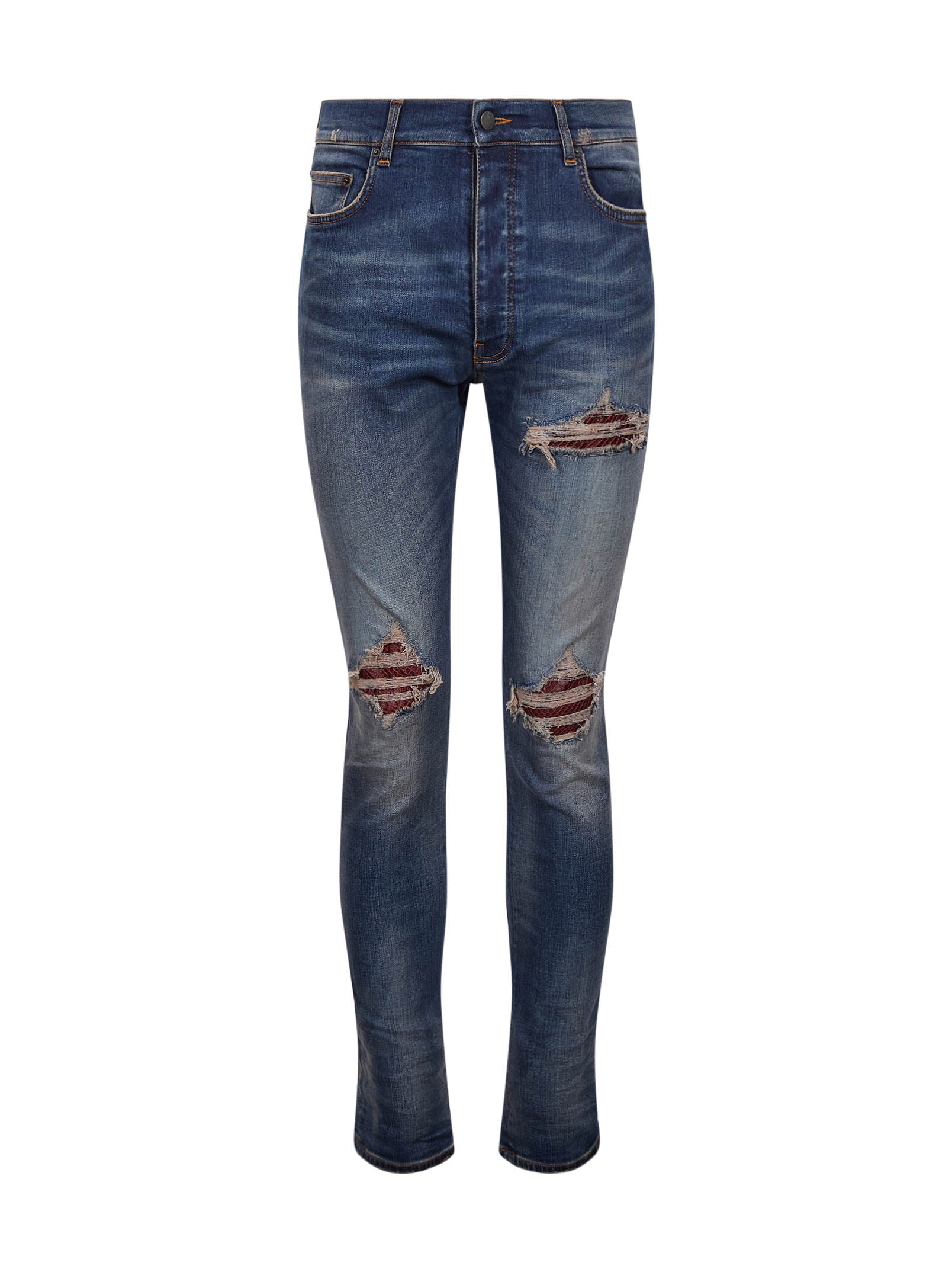 Jeans skinny Mx1 con effetto vissuto in blu 