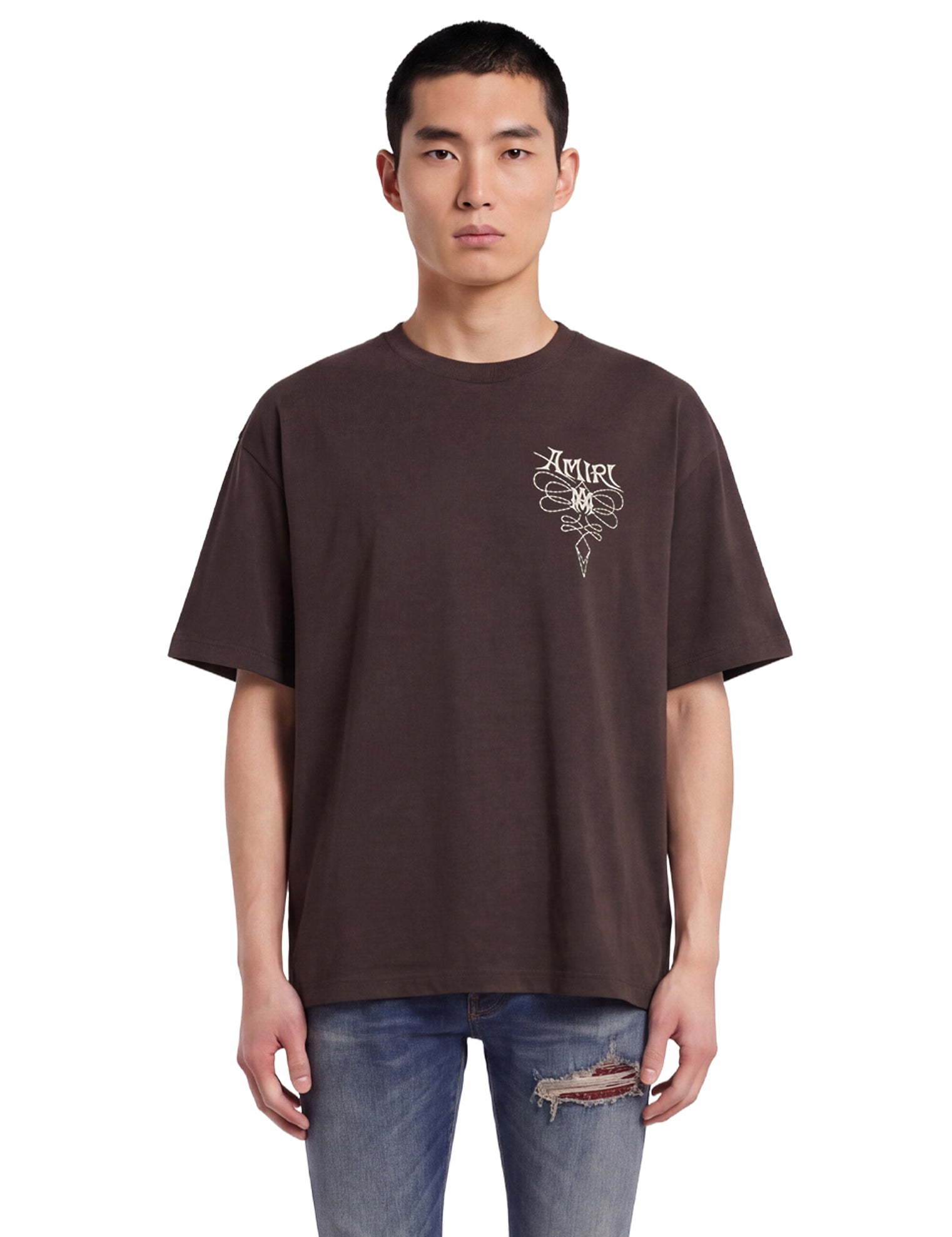 T-shirt a maniche corte lasso in marrone 
