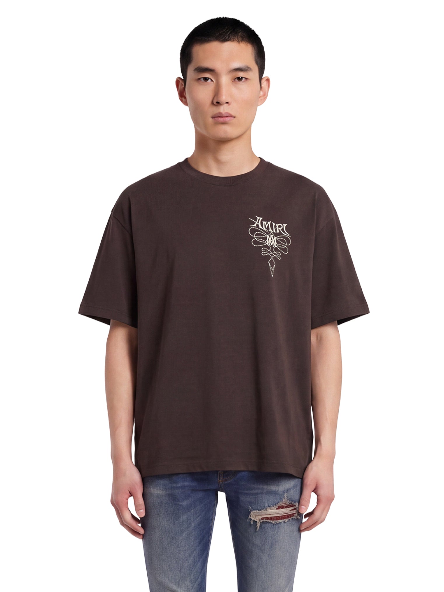 T-shirt a maniche corte lasso in marrone 
