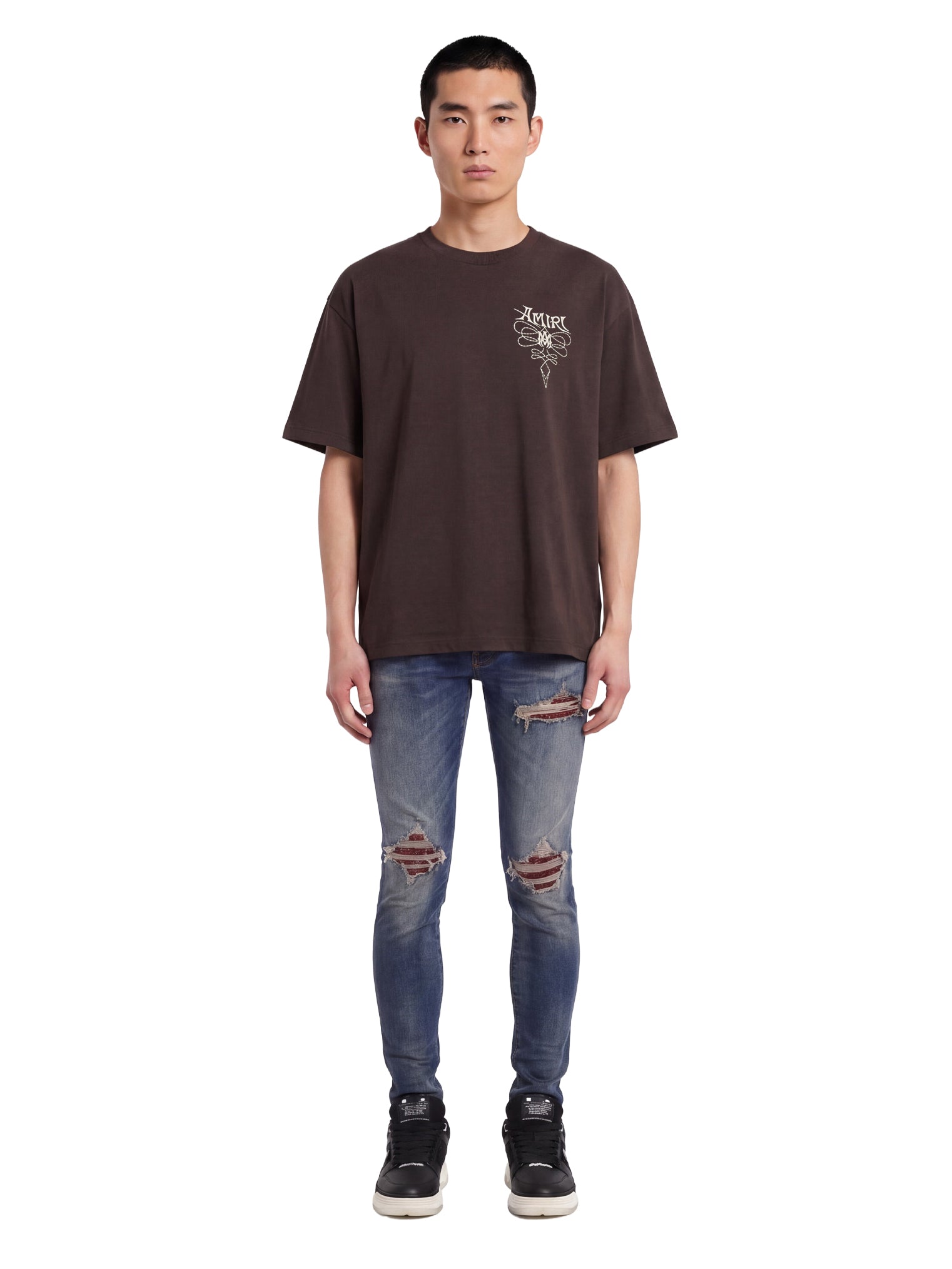 T-shirt a maniche corte lasso in marrone 