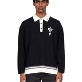 Polo Lasso in maglia nero e bianco 