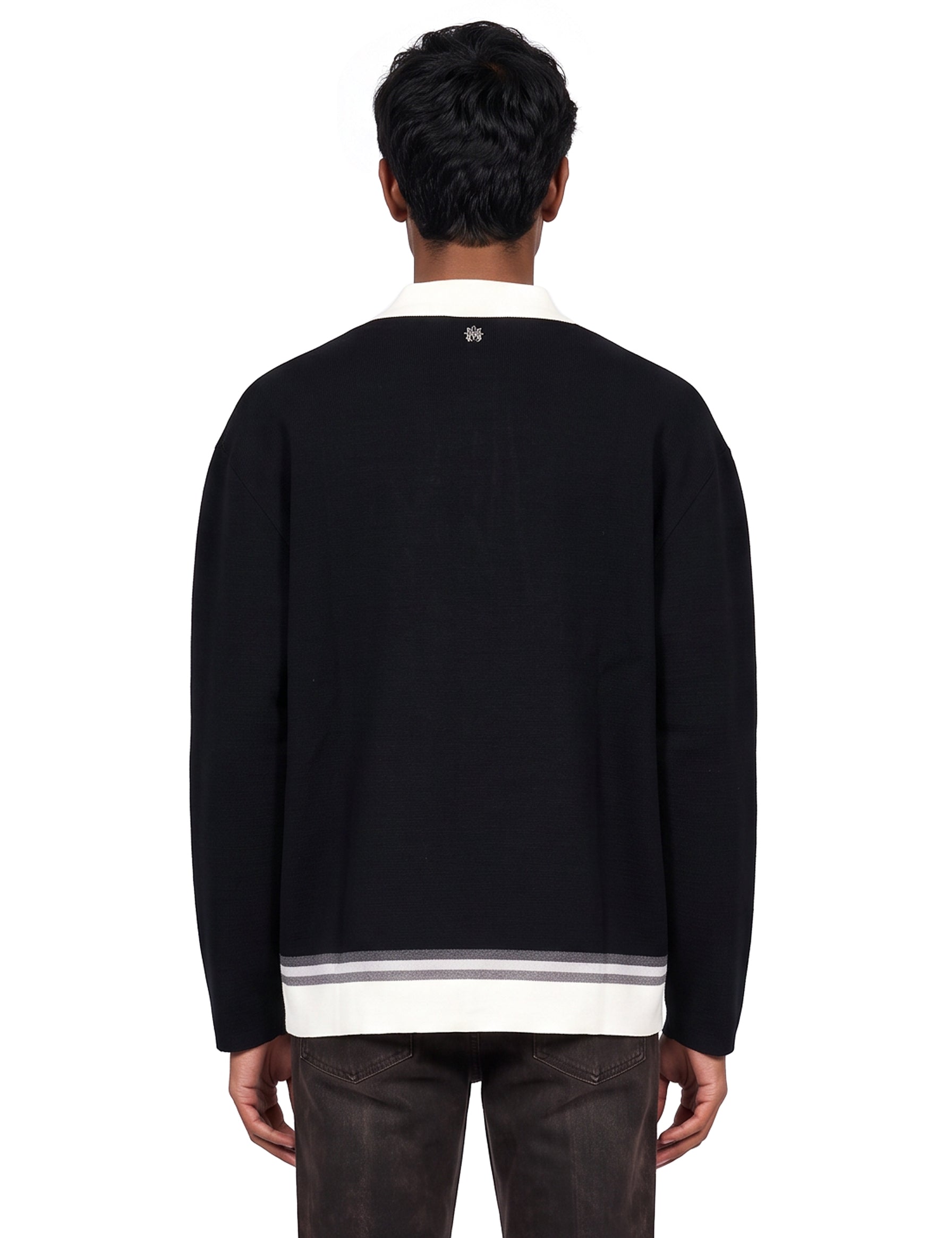 Polo Lasso in maglia nero e bianco 