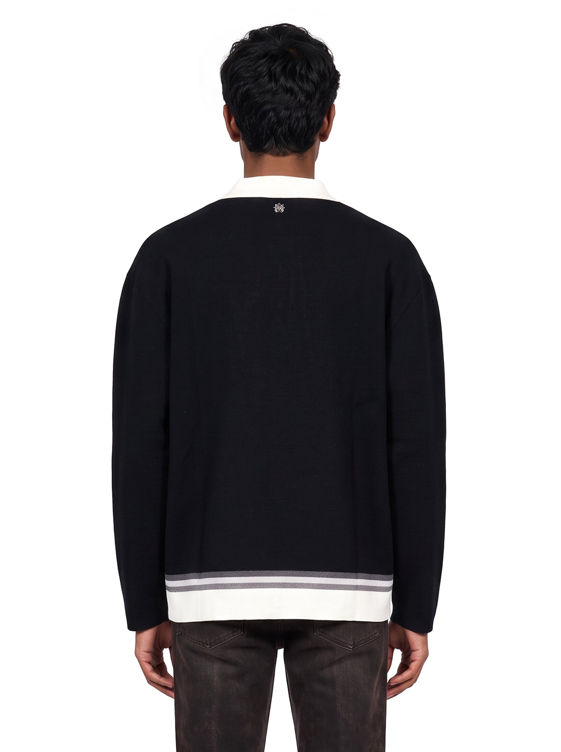 Polo Lasso in maglia nero e bianco 