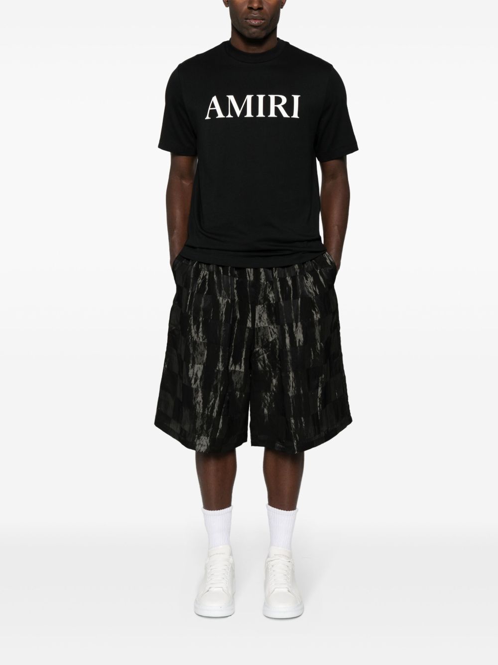 T-shirt a maniche corte con logo  in nero 