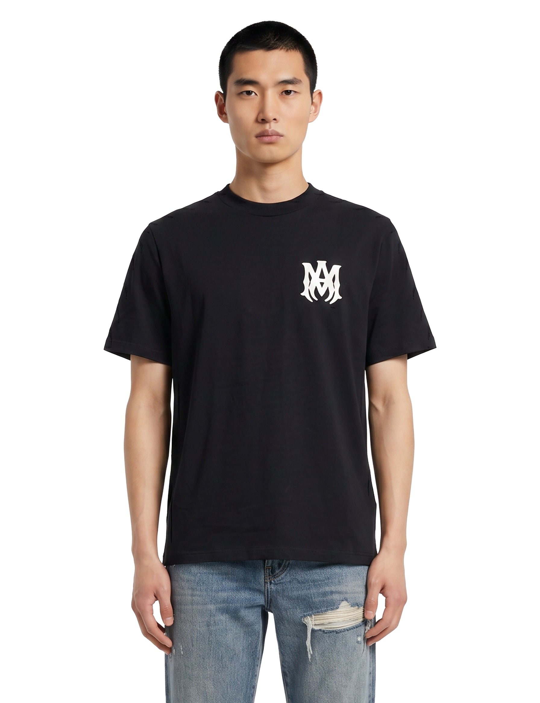 T-shirt a maniche corte con logo  in nero 