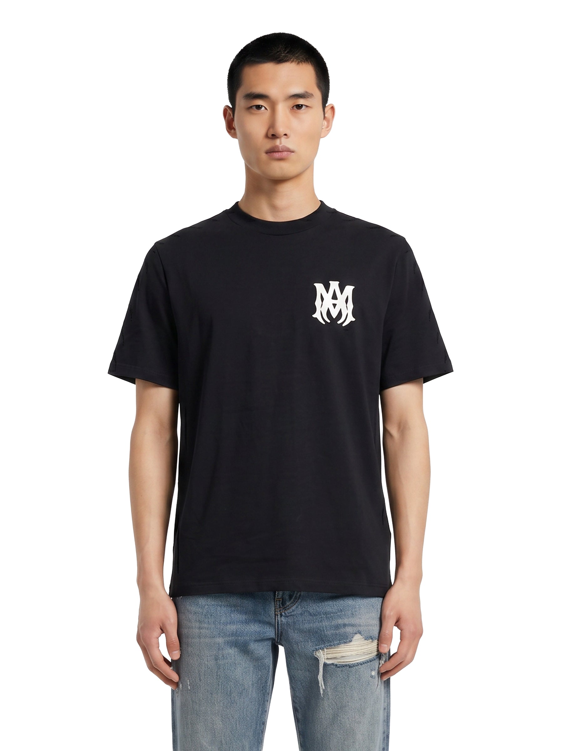 T-shirt a maniche corte con logo  in nero 