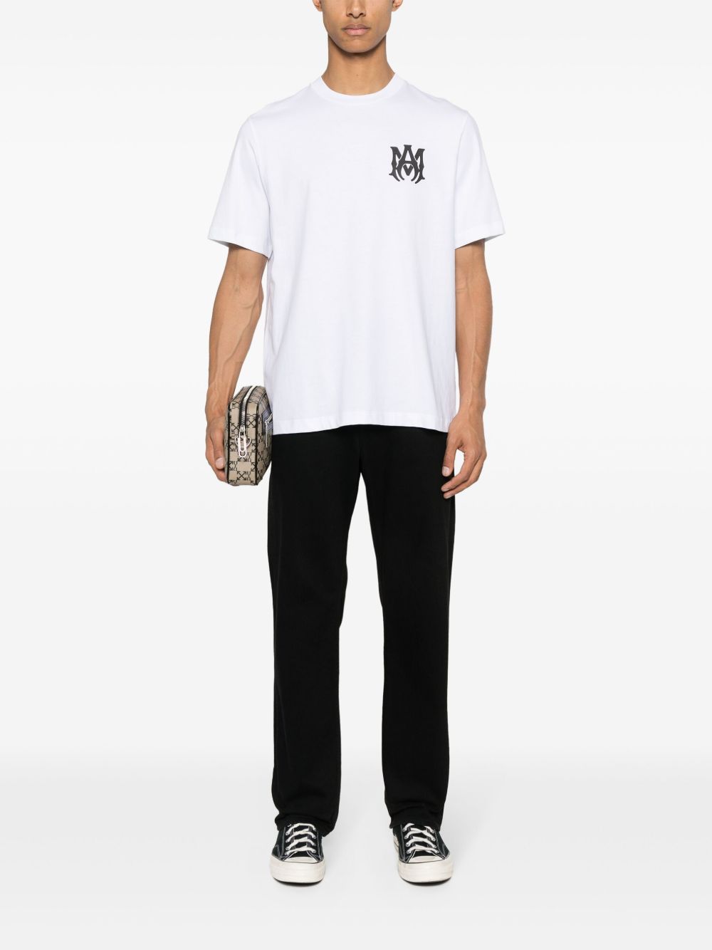 T-shirt a maniche corte con logo in bianco 