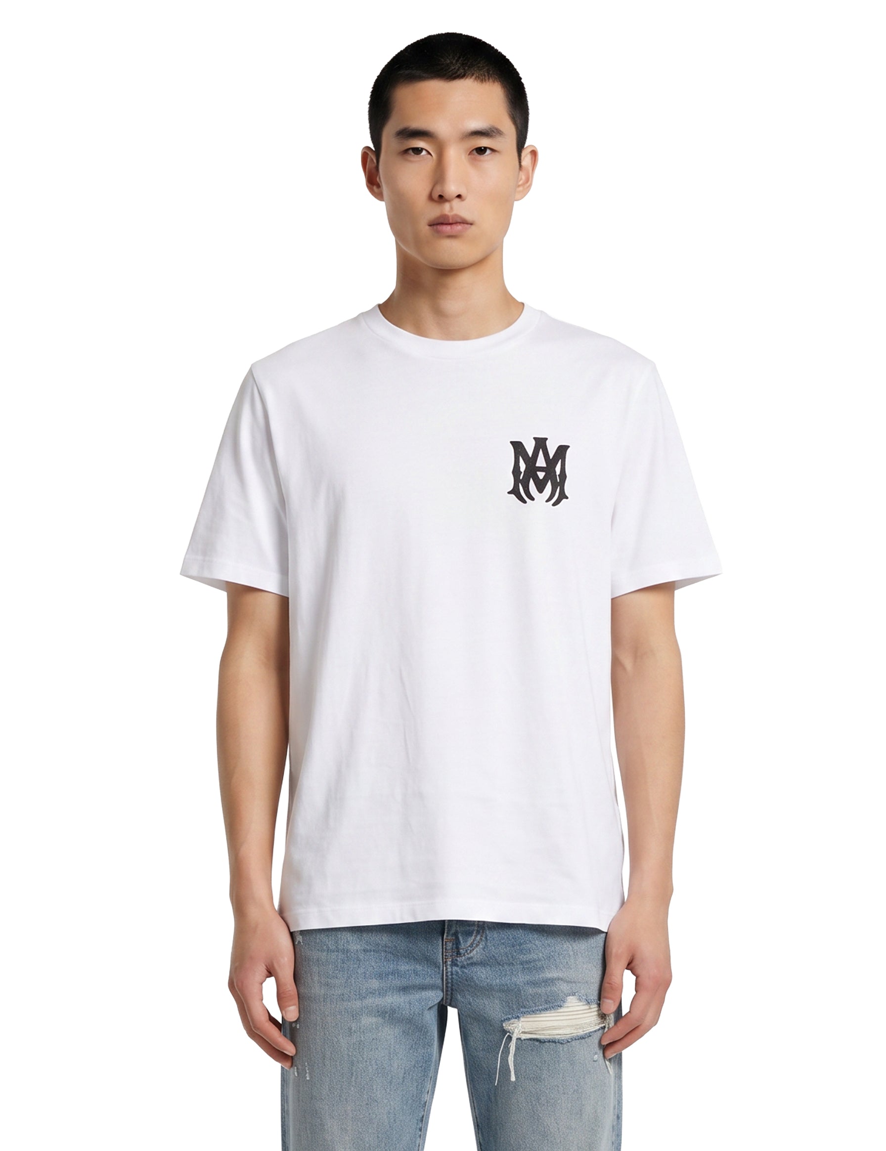 T-shirt a maniche corte con logo in bianco 