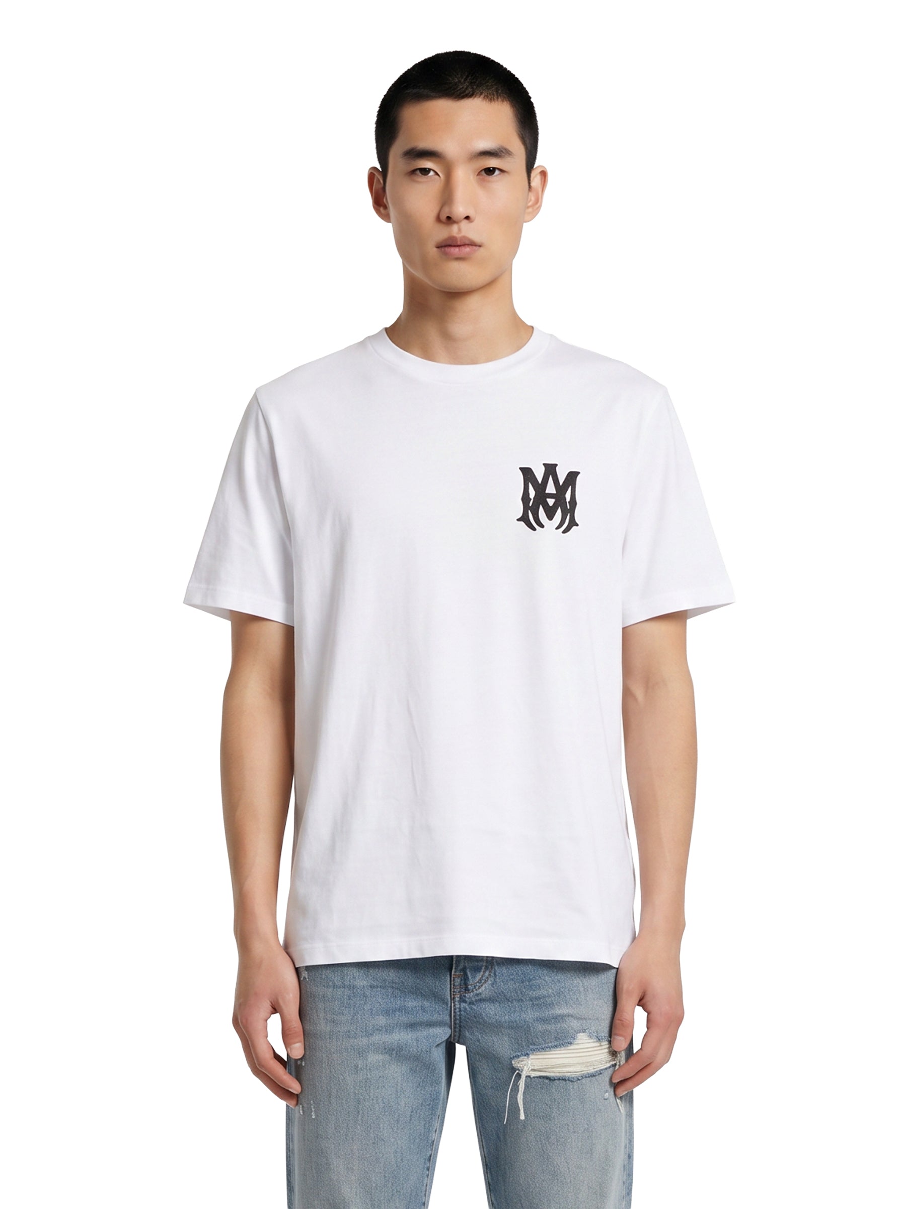 T-shirt a maniche corte con logo in bianco 