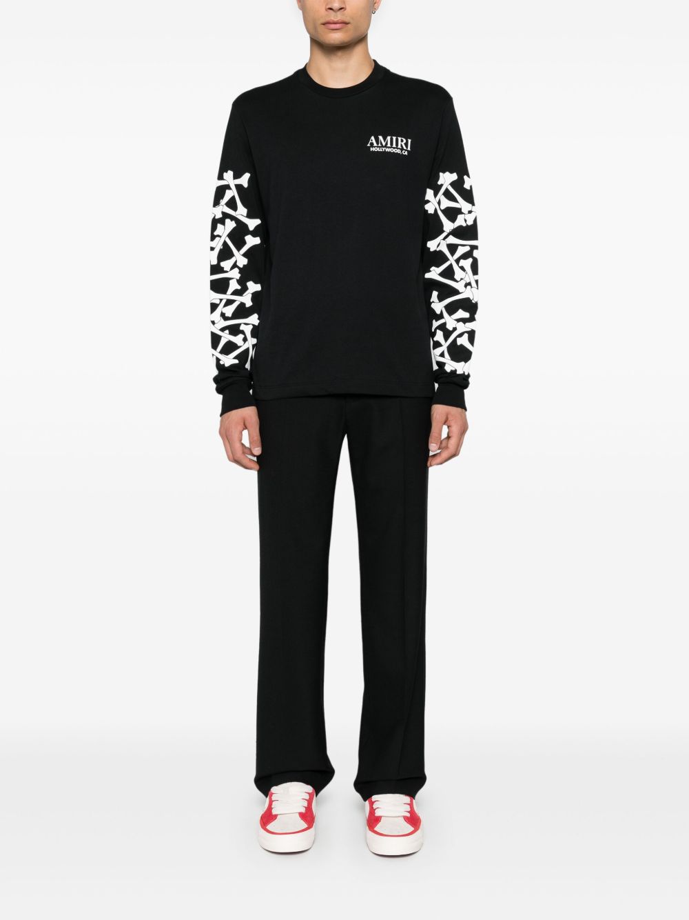T-shirt Bones Stacked a maniche lunghe in nero 