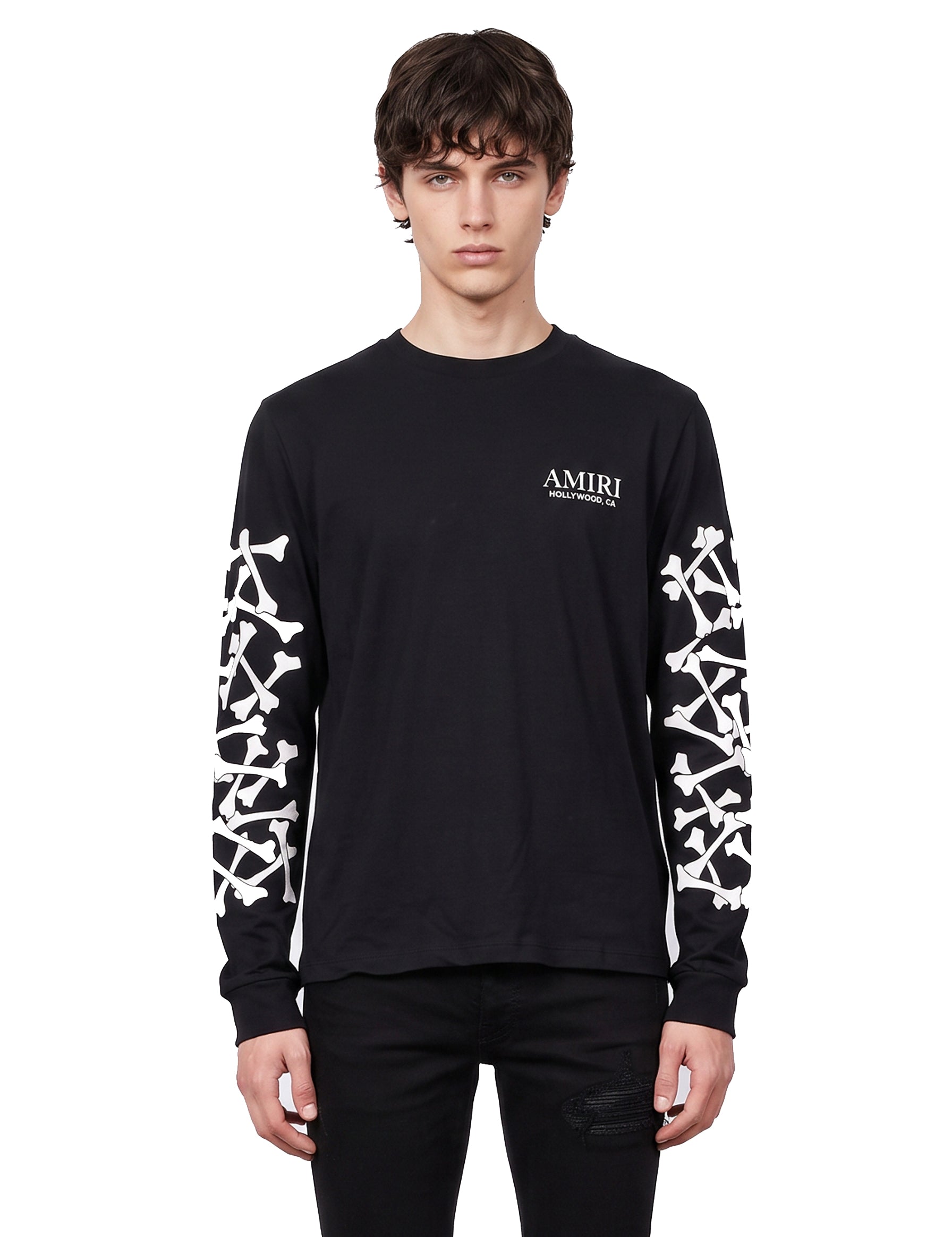 T-shirt Bones Stacked a maniche lunghe in nero 