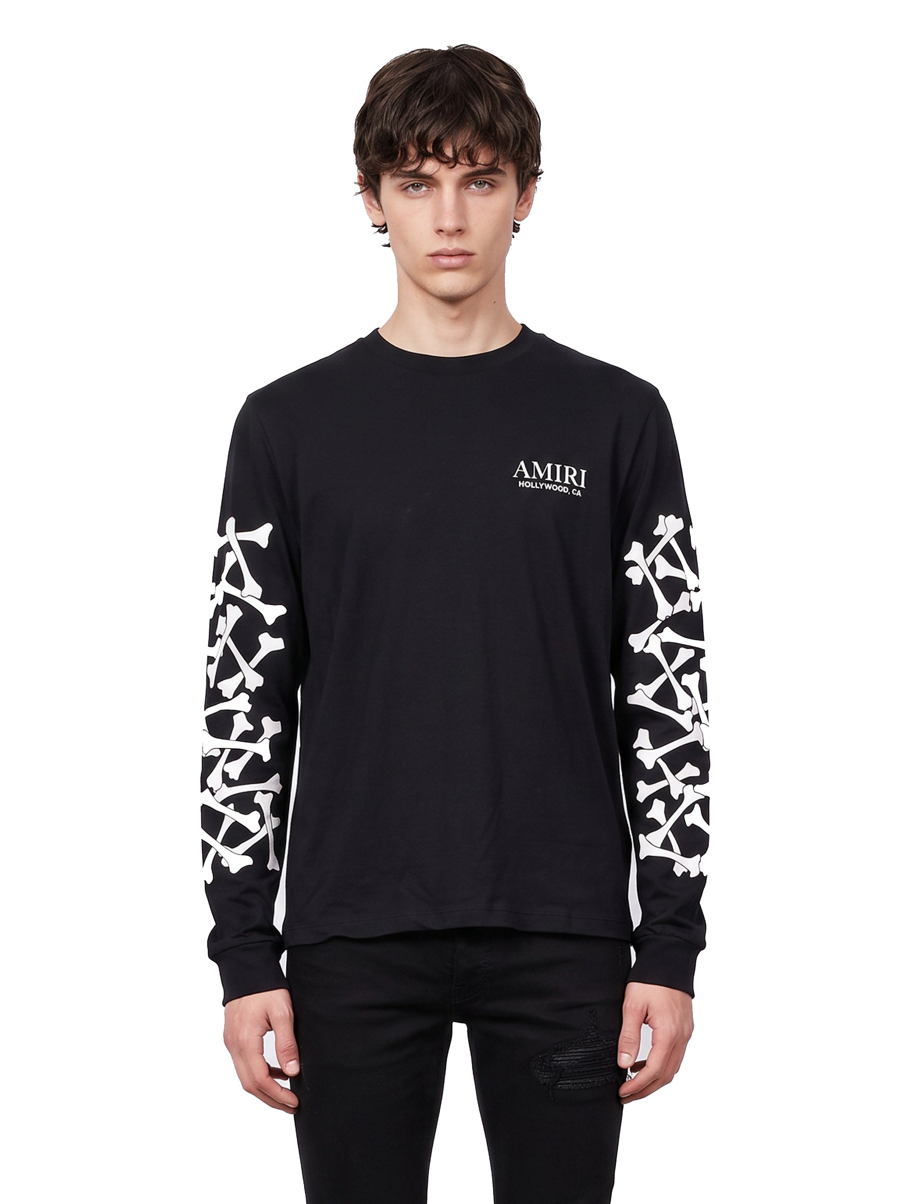 T-shirt Bones Stacked a maniche lunghe in nero 