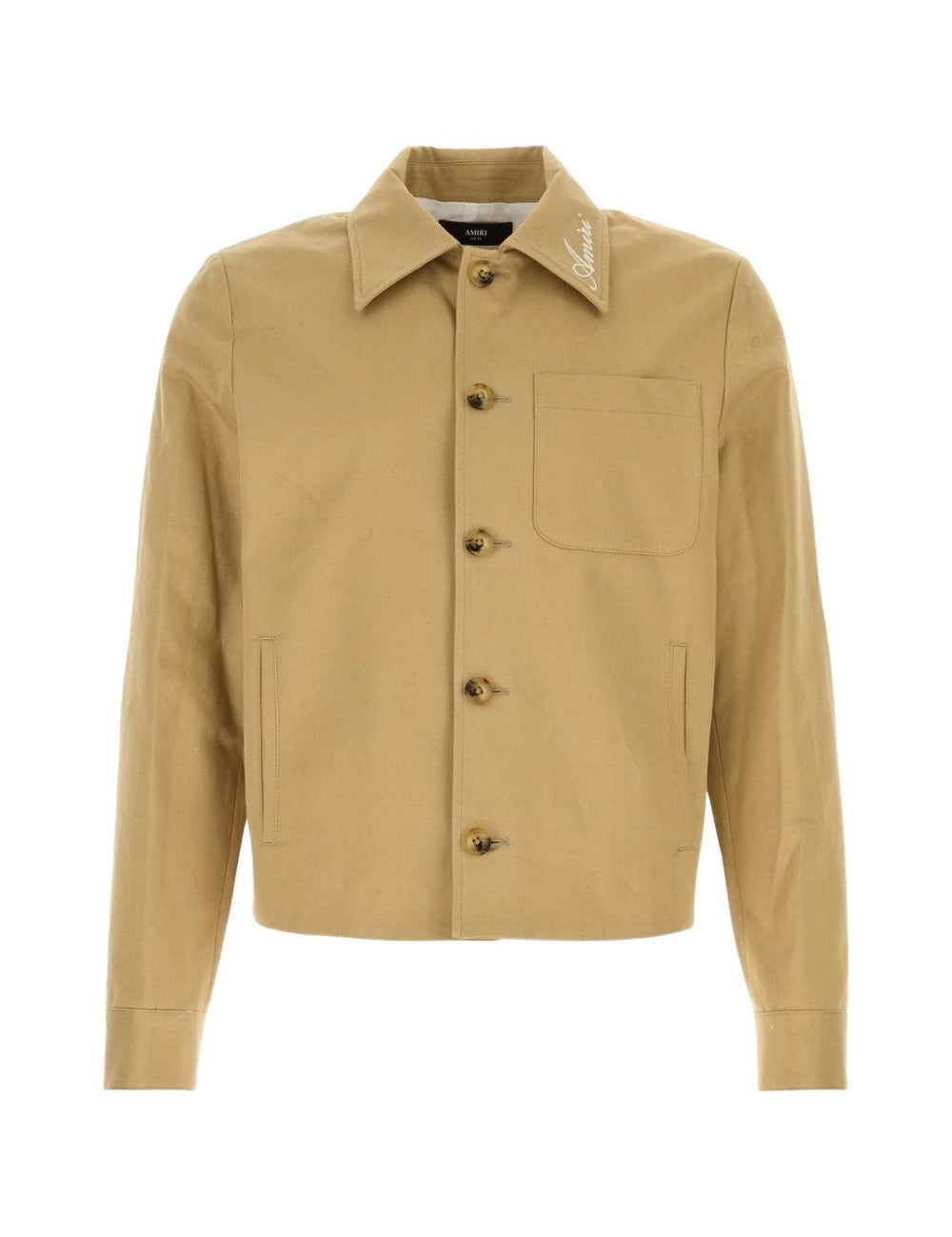 Giacca-camicia con logo in beige 