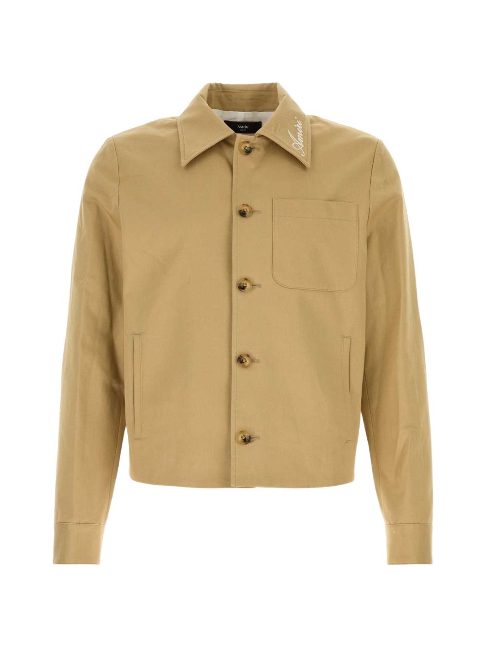 Giacca-camicia con logo in beige 