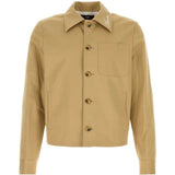 Giacca-camicia con logo in beige 