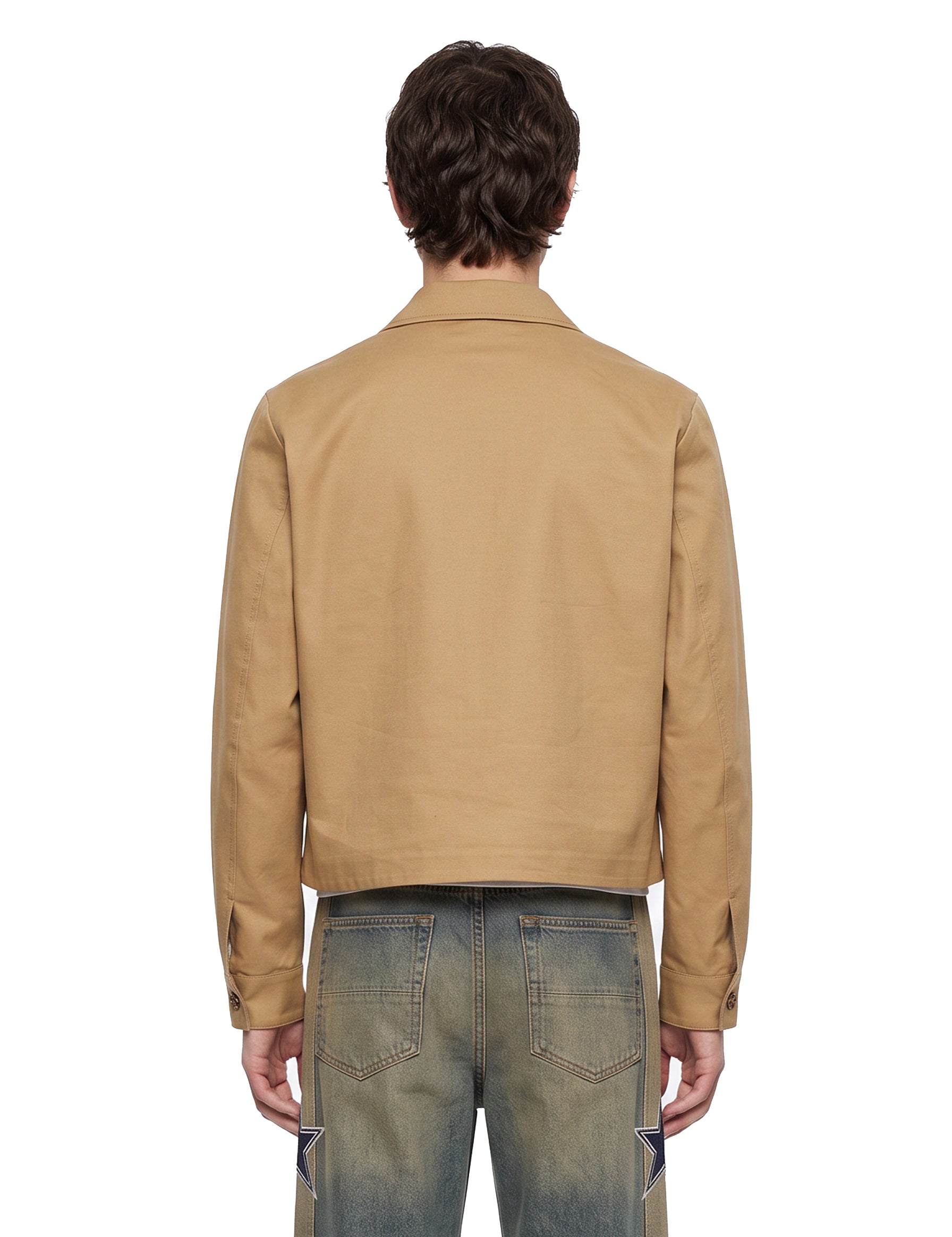 Giacca-camicia con logo in beige 