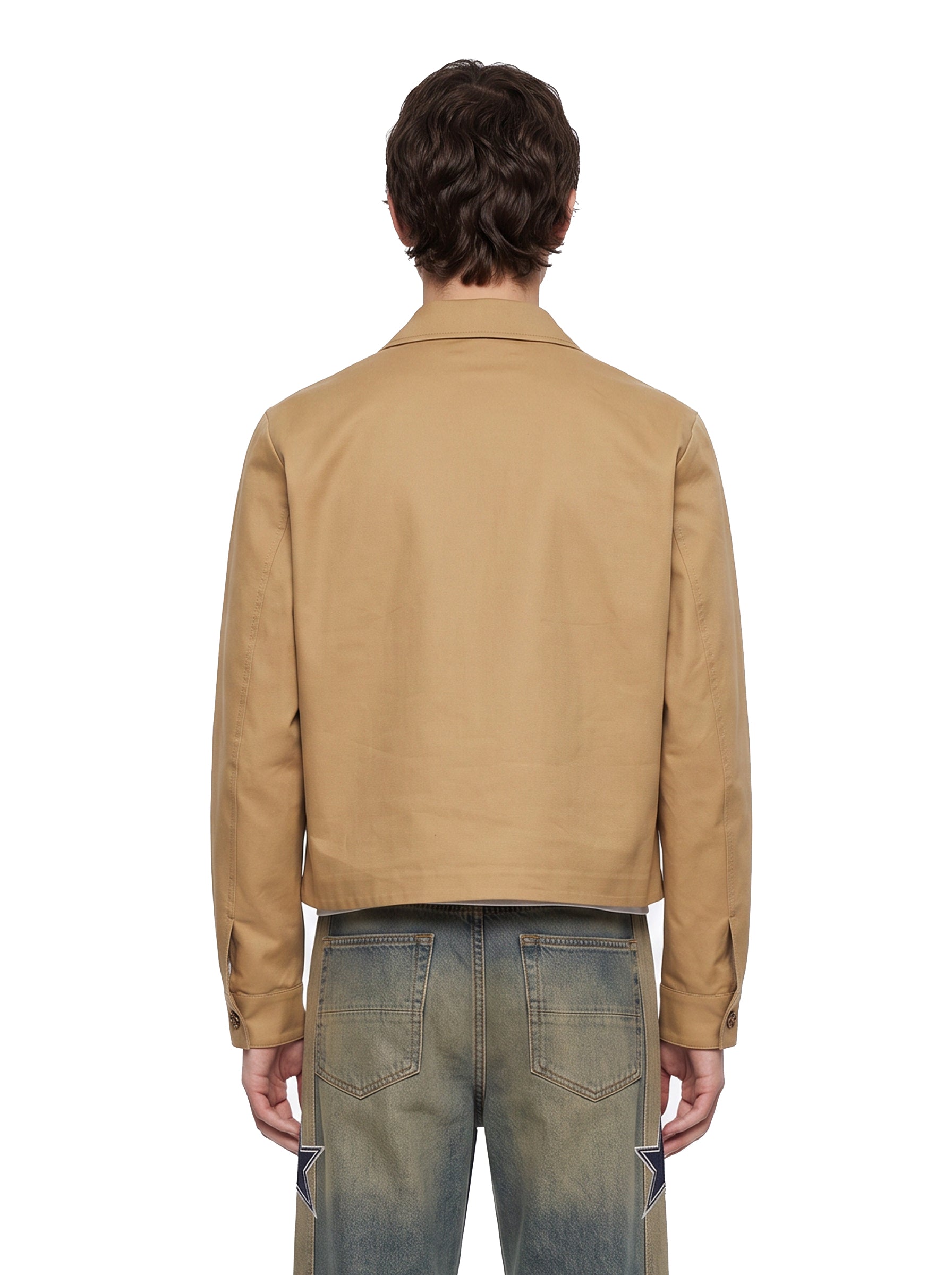 Giacca-camicia con logo in beige 
